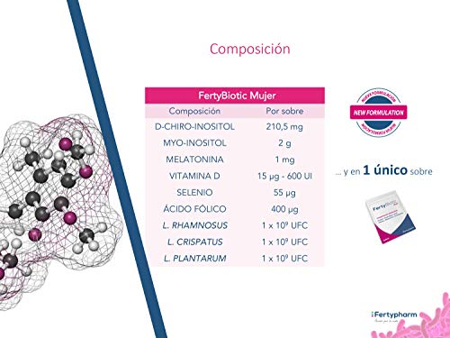 FERTYBIOTIC Mujer | Complemento Vitamínico para el Embarazo con Ácido fólico, Vitamina D y Probióticos | Para Aumentar la Fertilidad Femenina y Quedarse Embarazada | 30 Sobres