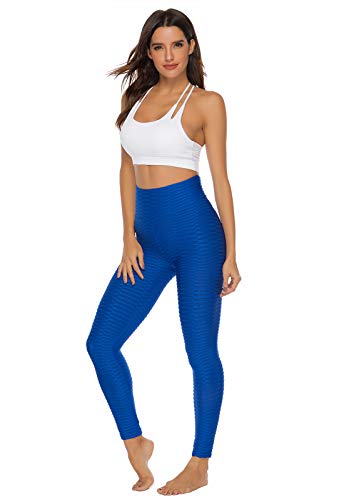 FITTOO Leggings Push Up Mujer Mallas Pantalones Deportivos Alta Cintura Elásticos Yoga Fitness #2 Azul Chica