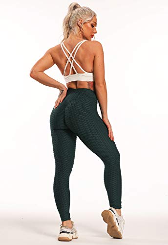 FITTOO Leggings Push Up Mujer Mallas Pantalones Deportivos Alta Cintura Elásticos Yoga Fitness  Verde XL