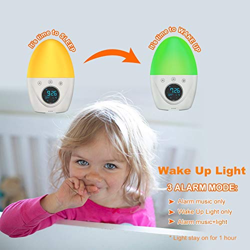 FiveHome Despertador Infantil con Luz,Wake Up Light,Lámpara Luces-Despertador, Control Táctil Sensible, 4 Niveles Brillo Dimmable y 5 Color Que Cambia,5 Sonidos Naturales,USB Recargable Luz de Noche