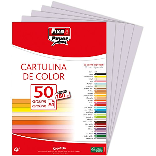 Fixo Paper 11110372 – Paquete de cartulinas A4– 50 unidades color gris perla, 180g