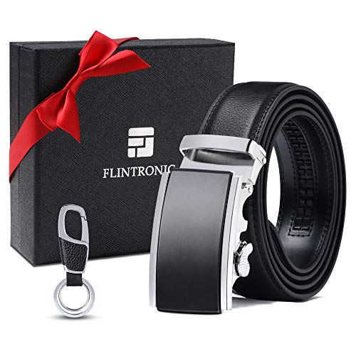 flintronic Cinturón Cuero Hombre, Cinturones Piel con Hebilla Automática, Sencillo y Clásico Perfecto Regalo