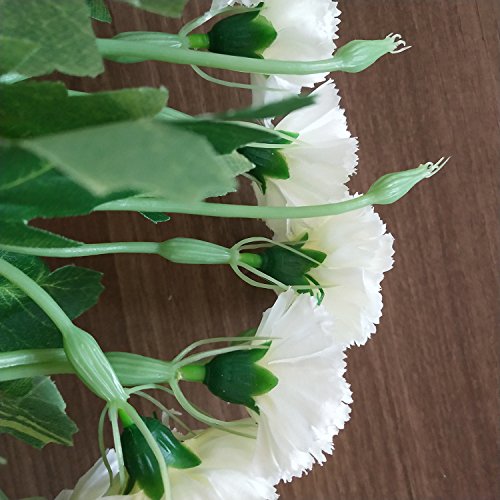 Flores Artificiales MZMing [4 piezas] Mejor Regalo 10 Flor Artificial de Clavel Flor de Seda Artificial Arbusto de Boda en Casa Decoración de Florero en Tumba - Blanco