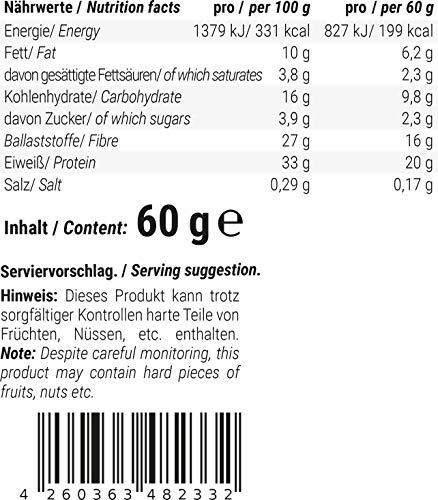 foodspring Barritas de Proteína, Sabor Avellana, Pack de 12 x 60g, Sin azúcar añadido, Baja en carbohidratos, Perfectas para después de entrenar