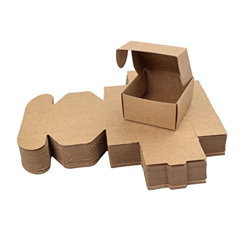 Freahap 50pcs Caja de Regalo Cuatro Tamaños Cajas de Papel Kraft para Jabón Cajas de Pastel Envoltura de Postre M