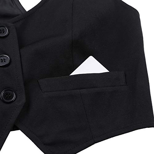 Freebily Las Mujeres Chaleco Ocasionales Sin Mang Botón Cuello En V Abajo Chaleco Ajustado Corto de Otoño Outwear Formal Negro X-Large