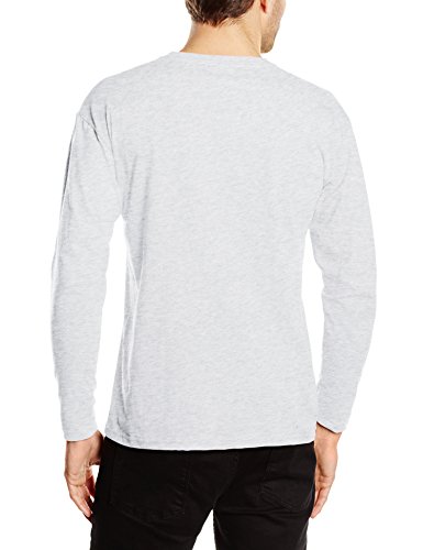 Fruit of the Loom Long Sleeve Valueweight tee Camisa, Gris, Large para Hombre