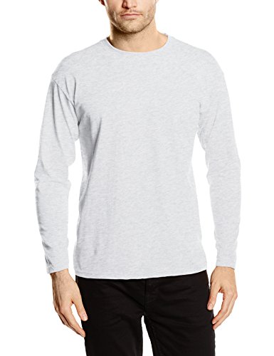 Fruit of the Loom Long Sleeve Valueweight tee Camisa, Gris, Large para Hombre