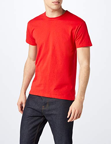 Fruit of the Loom Mens Original 5 Pack T-Shirt Camiseta, Rojo (Red), Large (Pack de 5) para Hombre