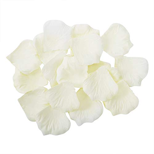 FUJIE 1500 Pcs Pétalos de Rosa Petalos Artificiales Confeti de Rosas Artificiales de Seda Blanco para Bodas, Fiestas, día de San Valentín y Ambiente Romántico