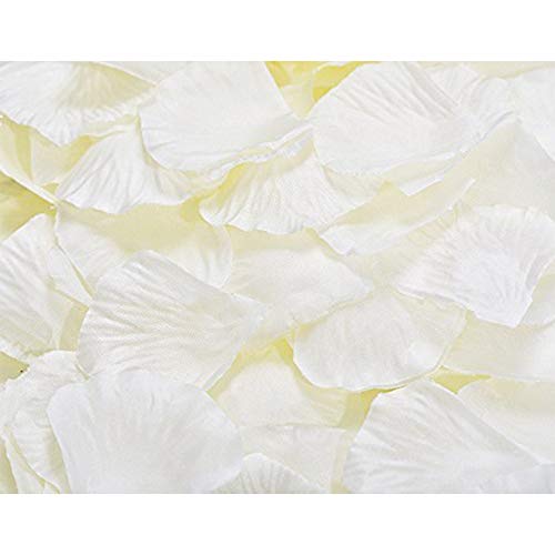 FUJIE 1500 Pcs Pétalos de Rosa Petalos Artificiales Confeti de Rosas Artificiales de Seda Blanco para Bodas, Fiestas, día de San Valentín y Ambiente Romántico