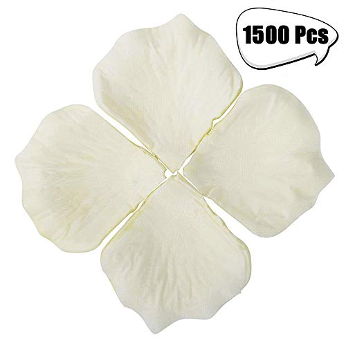 FUJIE 1500 Pcs Pétalos de Rosa Petalos Artificiales Confeti de Rosas Artificiales de Seda Blanco para Bodas, Fiestas, día de San Valentín y Ambiente Romántico