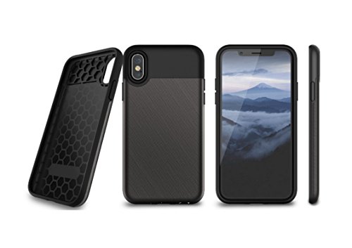 Funda iPhone X - KHOMO Carcasa Negra iPhone X (iPhone 10) con Tarjetero Oculto para Nuevo Apple iPhone X - Pandora Case Black