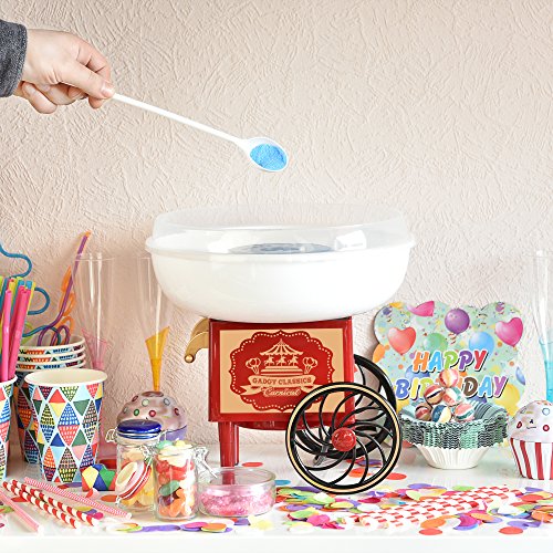 Gadgy ® Maquina de Algodón de Azúcar | Cotton Candy Machine para Casa | USA Azúcar Normal o Caramelos Duros | Estilo Retro para Fiesta y Ocasiones Especiales | Igual Que la Feria!