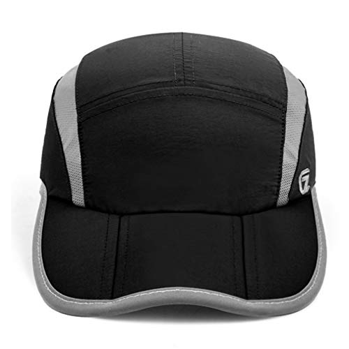 GADIEMKENSD Quick Dry Sports Hat Lightweight Breathable Soft Outdoor Run Cap (Folding Series, Black)