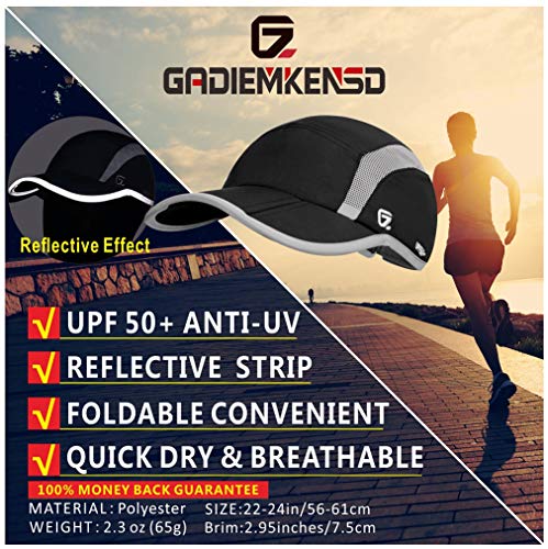 GADIEMKENSD Quick Dry Sports Hat Lightweight Breathable Soft Outdoor Run Cap (Folding Series, Black)