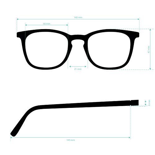 Gafas de Presbicia con Filtro Anti Luz Azul para Ordenador. Gafas Graduadas de Lectura para Hombre y Mujer con Cristales Anti-reflejantes. Graphite +2.5 – TATE