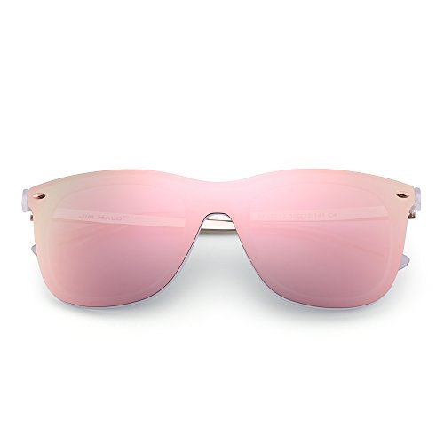 Gafas de Sol de Espejo Sin Marco Una Pieza Sin Montura Anteojos Hombre Mujer(Transparente/Espejo Rosa)