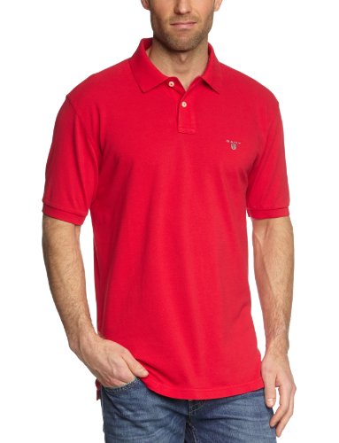 GANT Solid Pique SS Rugger, Polo para Hombre, Rojo (Bright Red), 46 (Talla del Fabricante: S)