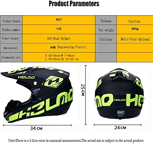 GAODA Casco de motocross, para adultos para exteriores casco de bicicleta de montaña, Cross Integral Enduro Infantil Casco Motocross con Gafas, Mascarilla, Guantes. (S)