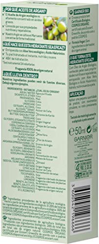 Garnier BIO Crema Hidratante con Aceite de Argán y Aloe Vera Ecológicos y Ácido Hialurónico - 50 ml