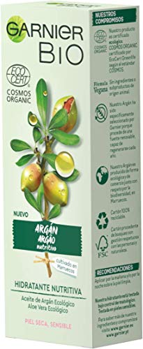 Garnier BIO Crema Hidratante con Aceite de Argán y Aloe Vera Ecológicos y Ácido Hialurónico - 50 ml