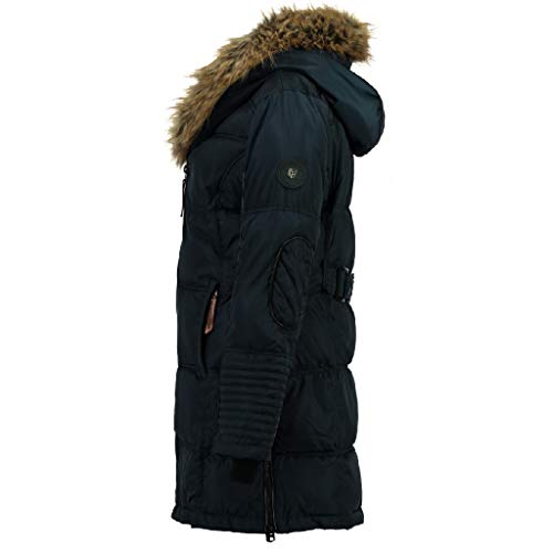 Geographical Norway Belissima - Chaqueta de invierno para mujer con capucha de piel XL azul marino M