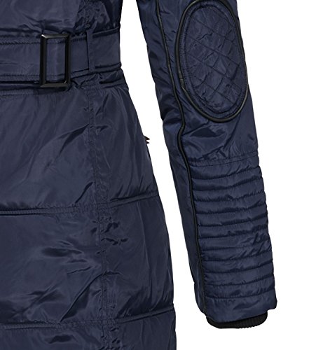 Geographical Norway Belissima - Chaqueta de invierno para mujer con capucha de piel XL azul marino M