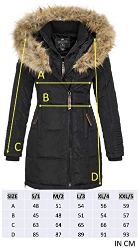 Geographical Norway Belissima - Chaqueta de invierno para mujer con capucha de piel XL azul marino XXL