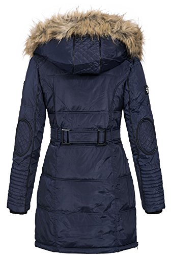 Geographical Norway Belissima - Chaqueta de invierno para mujer con capucha de piel XL azul marino XXL