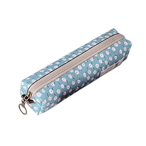 Gespout Caja de de Lápiz Paño Bolsa de Plumas Mujer Niños Maquillaje Bolsa Estuches Escolares Caso Pen Organizador Papelería Con Metal Cremalleras Regalo de Caja Retro Floral 20.5*4*5cm(Verde)1pcs