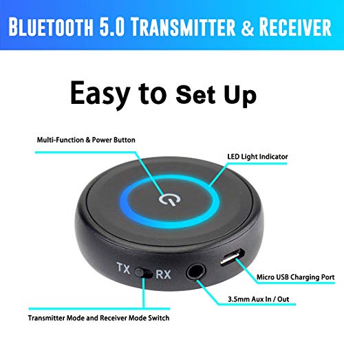 Giveet Bluetooth V5.0 Transmisor y Receptor con aptX Low Latency, Adaptador Inalámbrico de Transmisión de Audio Bluetooth para TV,PS4,Xbox,PC,Auriculares,Altavoz Estéreo de Coche con Sonido
