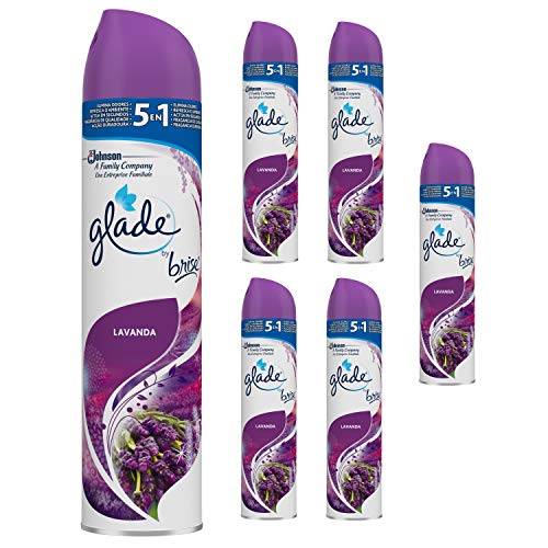 Glade Ambientador Aerosol, Eliminación De Malos Olores, Fragancia Lavanda, Con Aceites Esenciales [6 X 300Ml, Pack De 6] 350 g