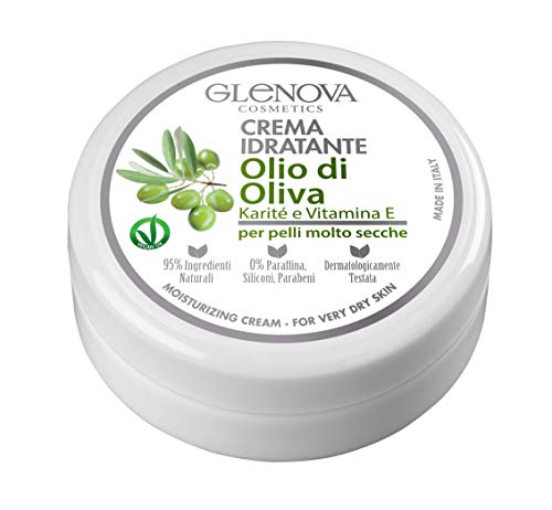 GLENOVA Crema de piel hidratante aceite de oliva con karité y vitamina E – para pieles muy secas