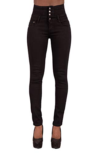 Glook - Pantalones vaqueros negros de cintura alta, ajustados, ajustados, elásticos, para levantamiento de glúteos, para mujer Negro Negro ( 40