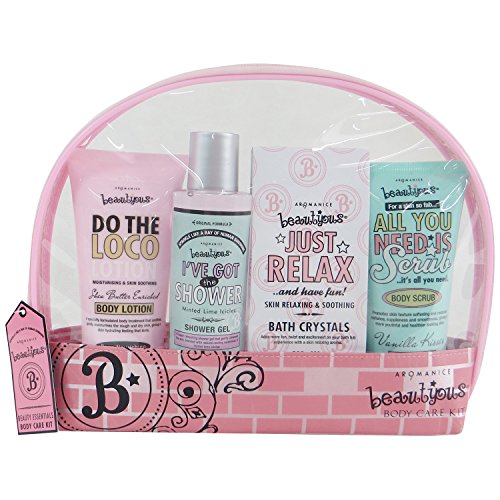 Gloss - Estuche grande de baño, caja de regalo para las mujeres - Kit de Baño juvenil - Beautyous - Karité, Vainilla y Mentha Citrata - 4 pzs