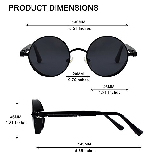 GQUEEN Steampunk redonda Retro Metálico gafas de sol polarizadas para hombres y mujeres con protección UV400 MTS2
