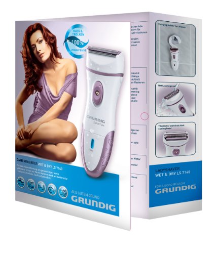 Grundig LS 7140 maquinilla de afeitar para mujer 1 cabezal(es) Lila, Blanco - Depiladora femenina (AC, Battery, 50/60 Hz, 8 h, 100-240 V, 45 min, Lila, Blanco)