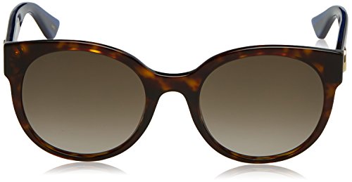 Gucci GG0035S-004 gafas de sol, Havana/Azul Con Purpurina/Rojo, 54 para Mujer