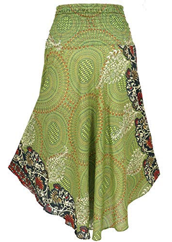 Guru-Shop Boho - Falda de verano para mujer, estilo hippie chic, color rosa, sintética, talla 38, ropa alternativa larga Verde oliva/óxido. 40