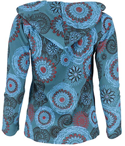 Guru-Shop Boho Hippie Chic - Chaqueta bordada para mujer, algodón, estilo bohemio verde petróleo/azul turquesa S