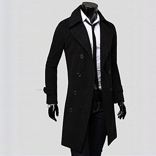 Gusspower Abrigo de Lana para Hombre Delgado Caliente del Invierno,Chaquetas de Encanto Casual Doble Botonadura Apto Traje Blazer Parka de Abrigo Tops