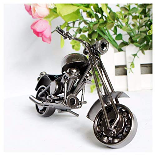 GWModel Vintage Motorcycle Modelo Handmade Gris Plancha Rodamiento De Vehículos De Modelos Antiguos De Arte Colección Home Escritorio Retro Decoración Metal Personalidad Creativa Ornamento Regalo