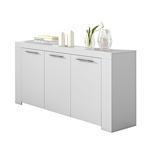 Habitdesign 006620A - Aparador Buffet Moderno, Armario Auxiliar Comedor, Color Blanco Artik, Medidas: 144 cm (Ancho) x 80 cm (Alto) x 42 cm (Fondo)