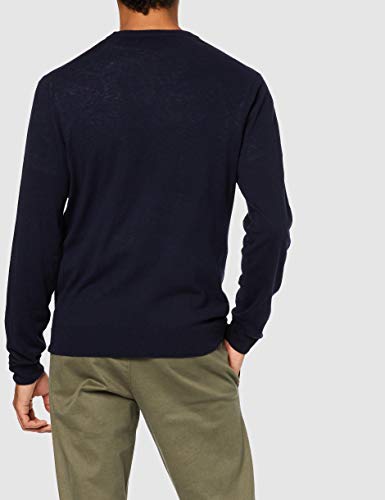 Hackett London Wool Silk Cash Crew suéter, Azul (Midnight 582), Small para Hombre