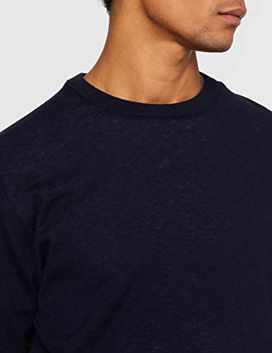 Hackett London Wool Silk Cash Crew suéter, Azul (Midnight 582), Small para Hombre