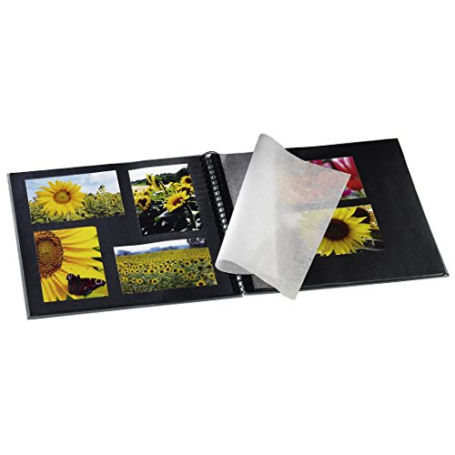 Hama Fine Art - Álbum de fotos, 50 páginas negras (25 hojas), álbum con espiral, 36 x 32 cm, con compartimento para insertar foto, gris