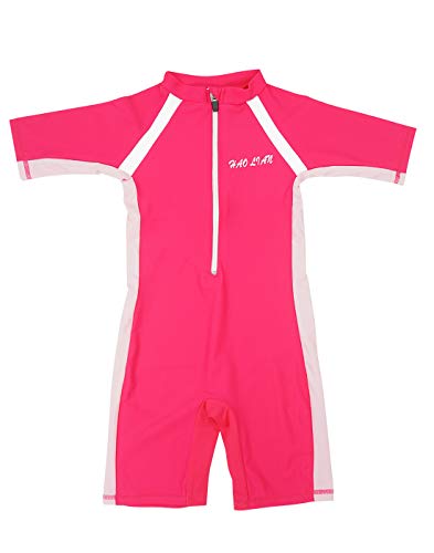 HaoLian - Bañador Niñas para Deportes Acuáticos Competición Ropa de Baño de Una Pieza para Natación Buceo Surf Playa Rosa Oscuro - Talla L/ES 5-6 Años