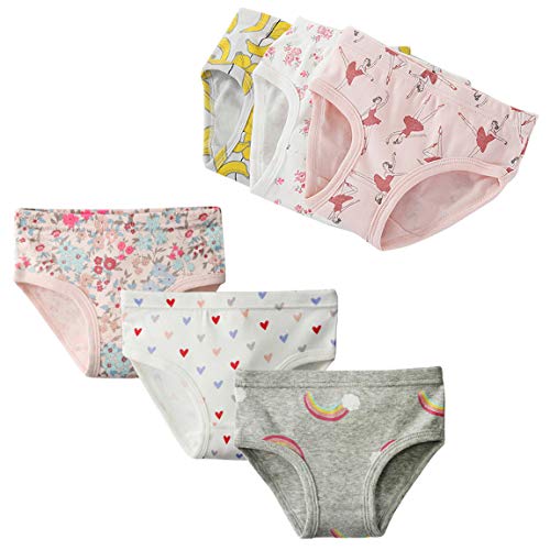 Happy Cherry - Calzoncillos Niña Bebe de Verano de Algodón Suave Ropa Interior Estanpada Conjuntos de 6 Braguitas Bragas Slips para Niña Infantil de 3-4 Años