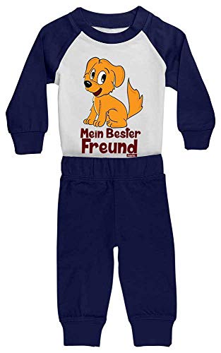 Hariz Baby Pijama Mi mejor amigo perro animales Zoo Plus Tarjeta de regalo blanco/azul marino 0 – 6 meses